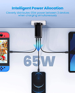 GaN Tech 3-Port 65W High Speed Charger
