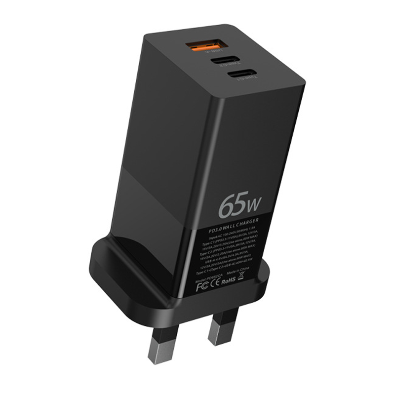 GaN Tech 3-Port 65W High Speed Charger - Compatible with multiple devices