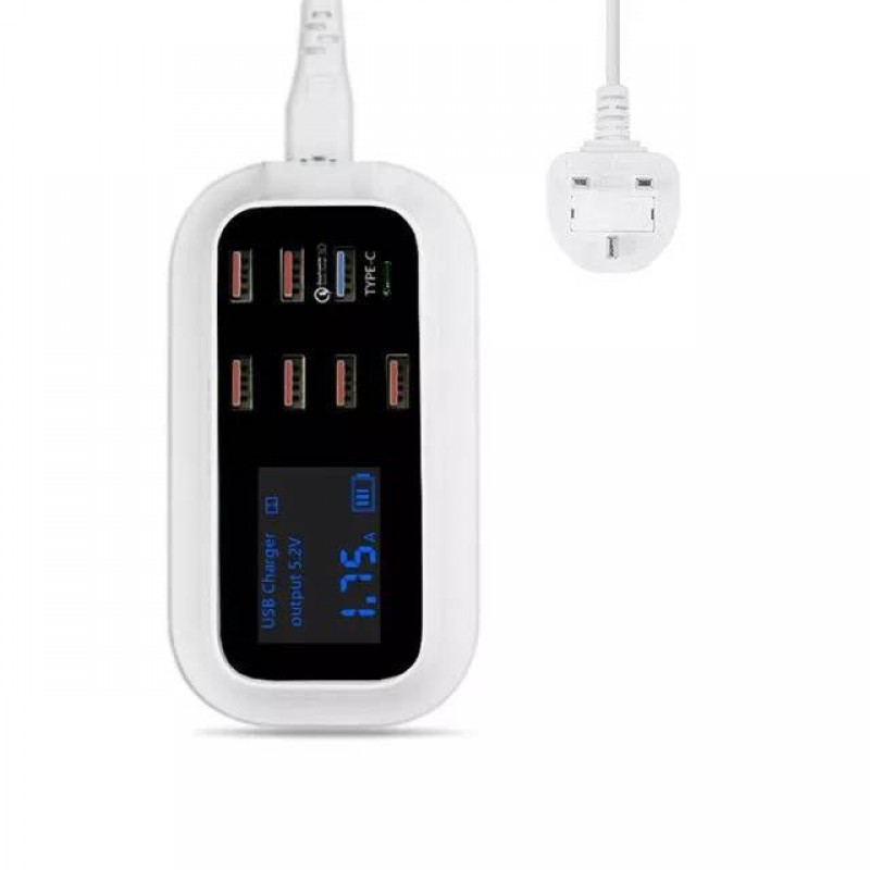 8 Ports Quick Charge 3.0 Led Display USB Charger